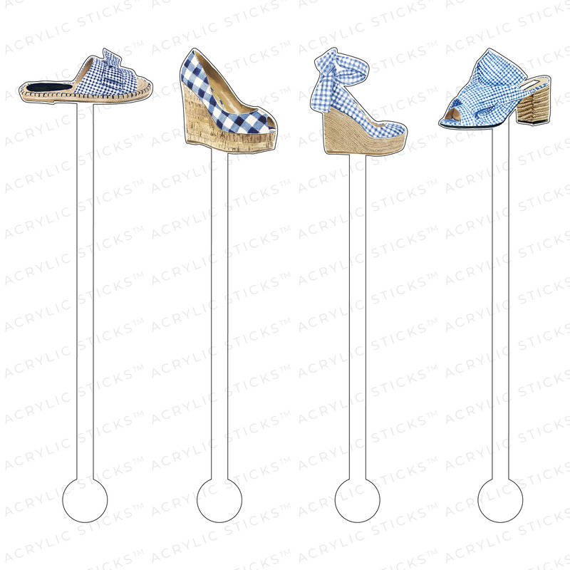 GORGEOUS GINGHAM FOOTWEAR ACRYLIC STIR STICKS COMBO