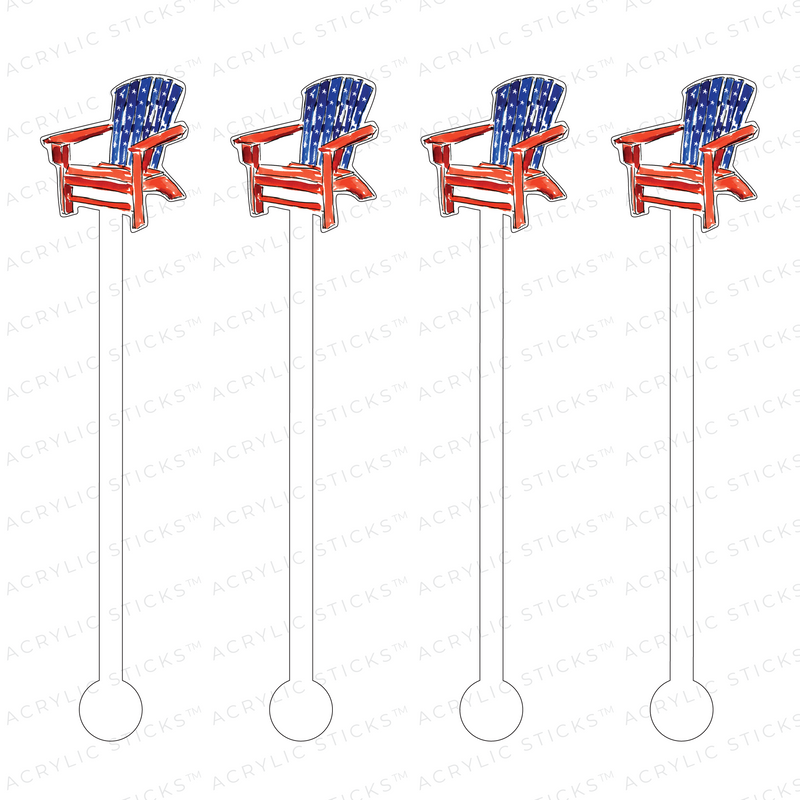 RED, WHITE & STARS ADIRONDACK CHAIR ACRYLIC STIR STICKS