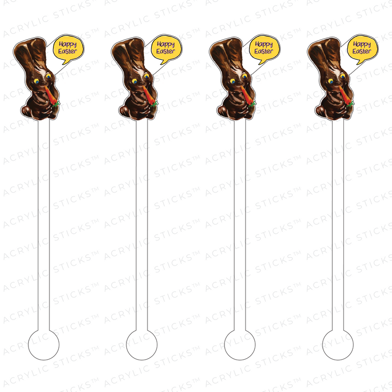CHOCOLATE EASTER BUNNY ACRYLIC STIR STICKS