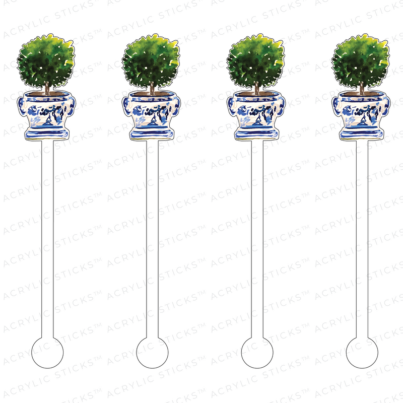 ROUND BOXWOOD TOPIARY ACRYLIC STIR STICKS