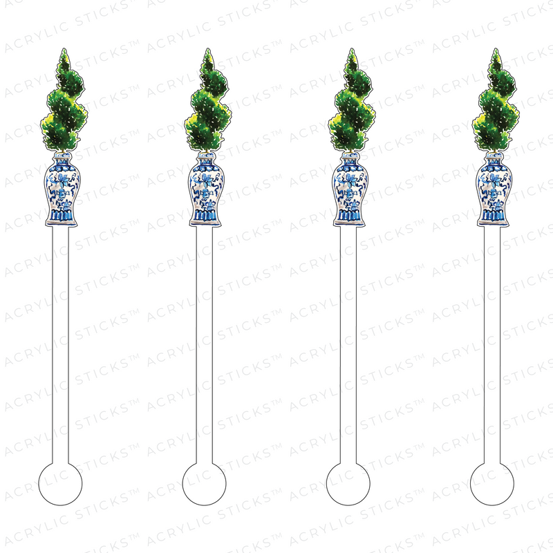 SWIRLEY JUNIPER TOPIARY ACRYLIC STIR STICKS