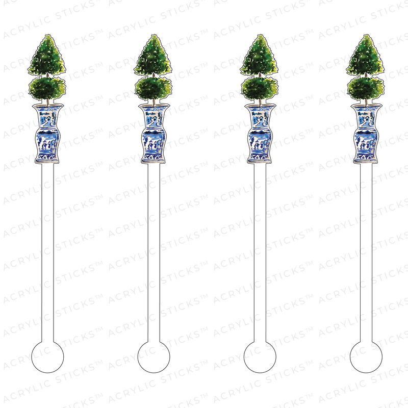 TREE BOXWOOD TOPIARY ACRYLIC STIR STICKS