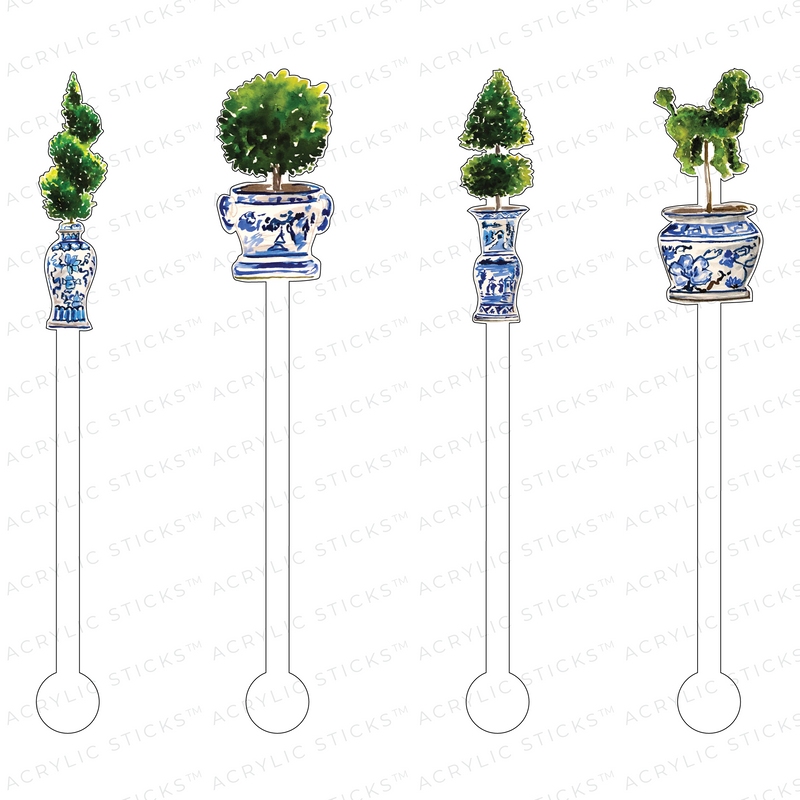 TOO CUTE TOPIARIES ACRYLIC STIR STICKS COMBO