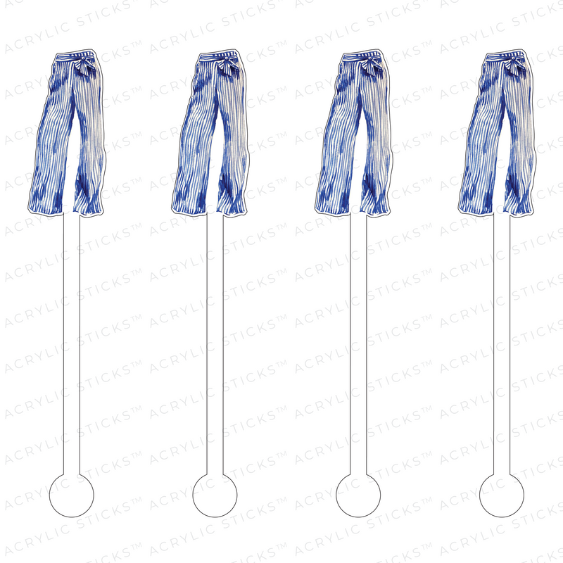 BLUE & WHITE STRIPE TROUSERS ACRYLIC STIR STICKS