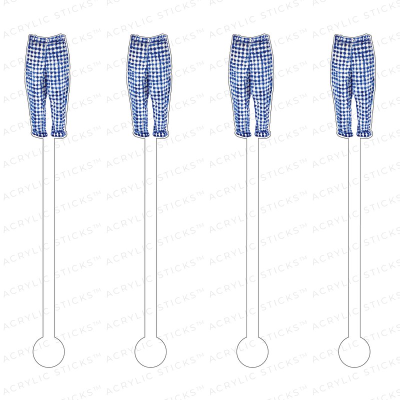 BLUE & WHITE GINGHAM CAPRI'S ACRYLIC STIR STICKS