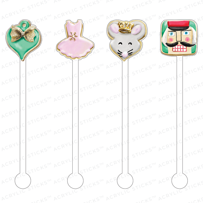 THE NUTCRACKER SUGAR COOKIES ACRYLIC STIR STICKS COMBO