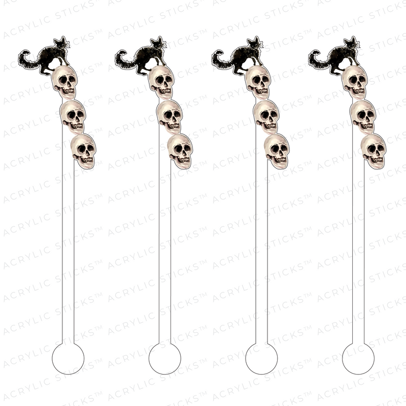 SKULL CAT ACRYLIC STIR STICKS