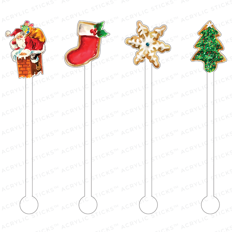SANTA'S SUGAR COOKIES ACRYLIC STIR STICKS COMBO