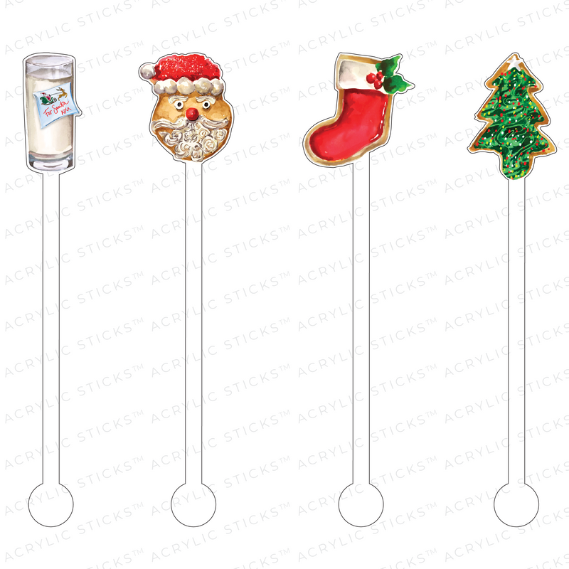 MILK & COOKIES FOR SANTA ACRYLIC STIR STICKS COMBO