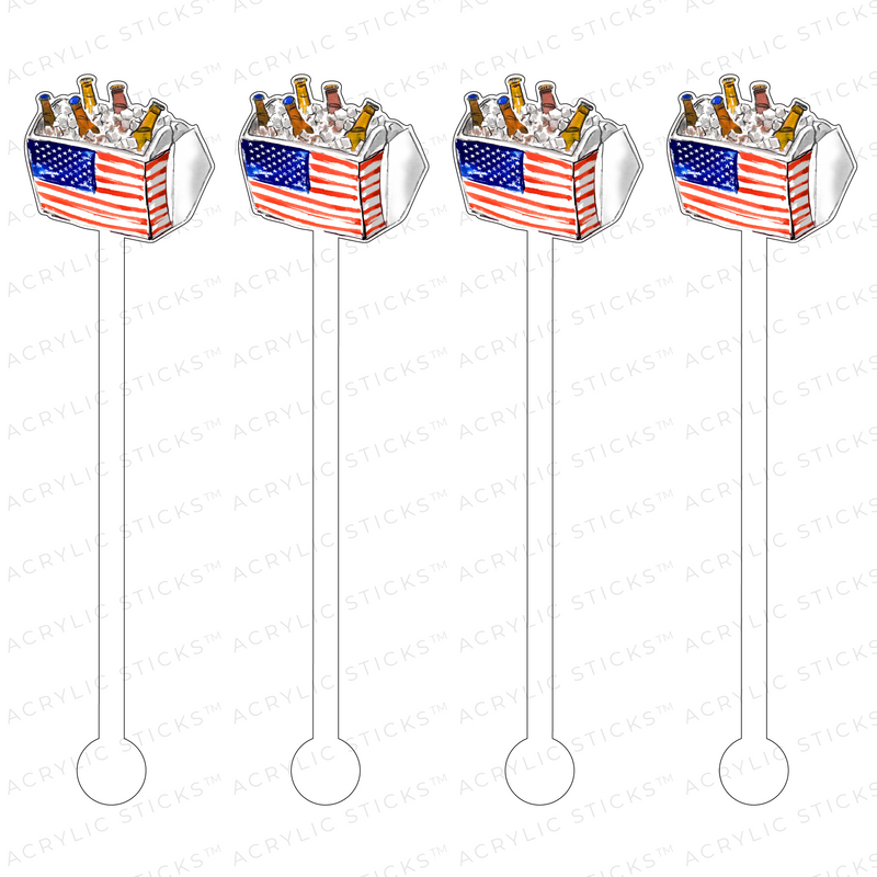 PATRIOTIC COLD BEER COOLER ACRYLIC STIR STICKS