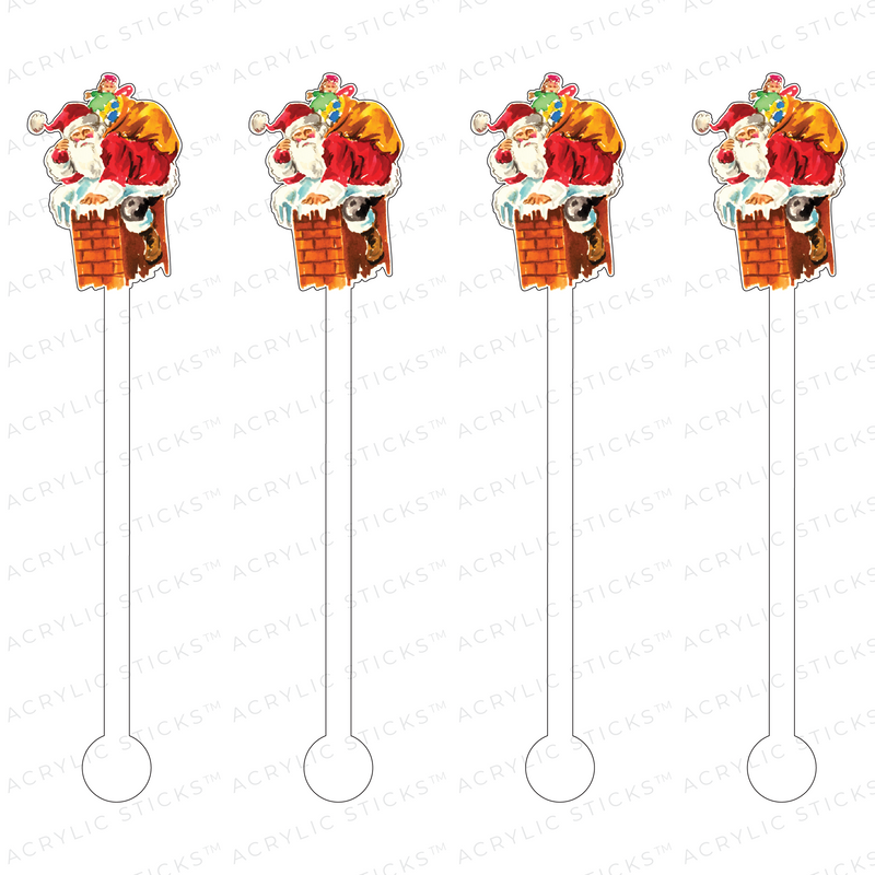VINTAGE SANTA ACRYLIC STIR STICKS