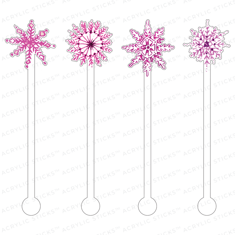 PINK SNOWFLAKES ACRYLIC STIR STICKS COMBO