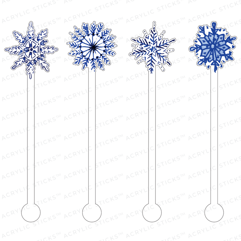 BLUE SNOWFLAKES ACRYLIC STIR STICKS COMBO