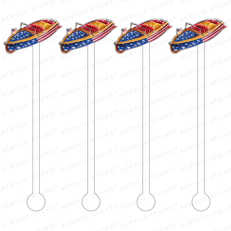 AMERICAN FLAG CHRIS CRAFT BOAT ACRYLIC STIR STICKS