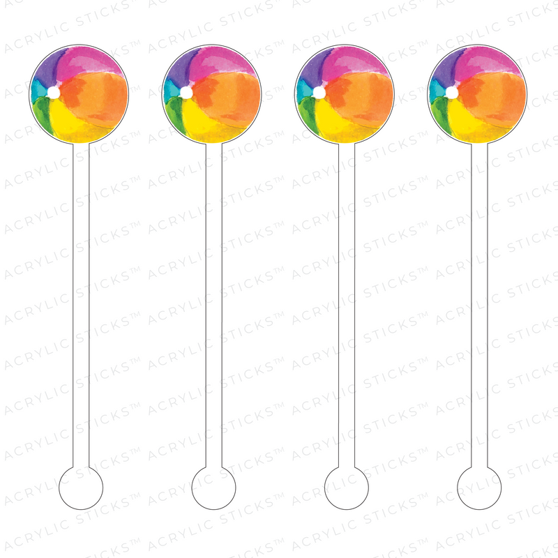 BRIGHT BEACH BALL ACRYLIC STIR STICKS