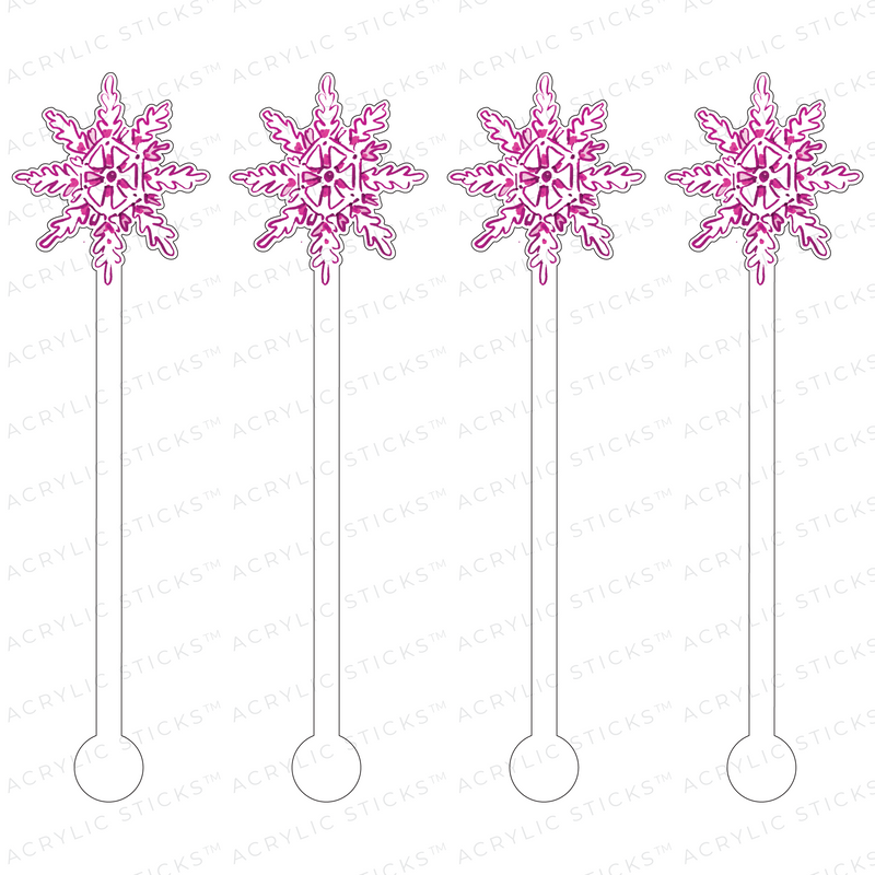 SNOWFLAKE PINK ACRYLIC STIR STICKS