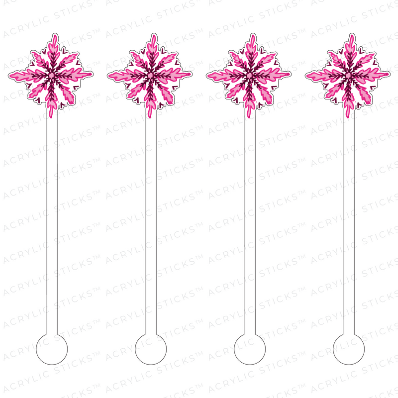 SERENE SNOWFLAKE PINK ACRYLIC STIR STICKS