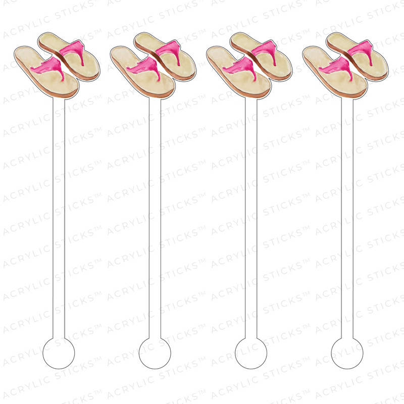 PINK SUMMER FLIP FLOPS ACRYLIC STIR STICKS