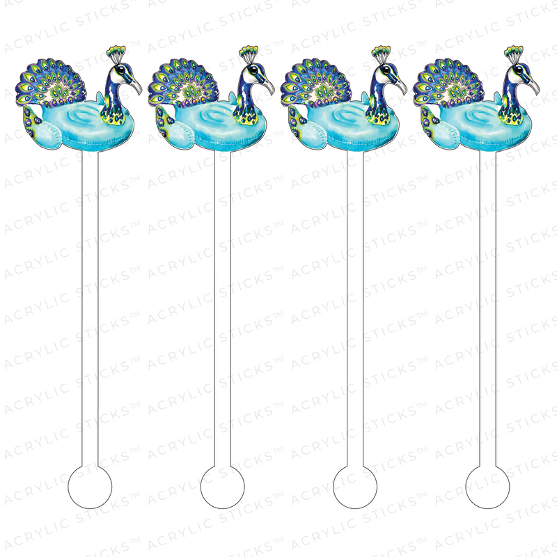 PEACOCK FLOATY ACRYLIC STIR STICKS