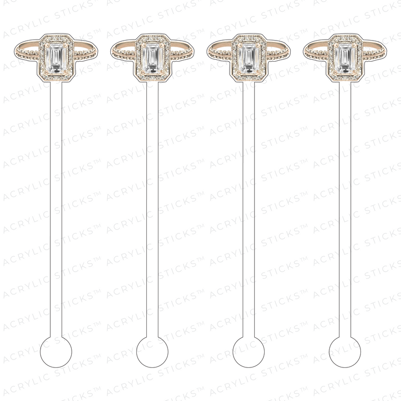 RETRO-ERA ENGAGEMENT RING ACRYLIC STIR STICKS