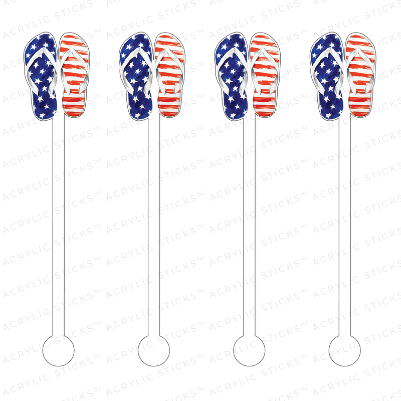I LOVE THE USA FLIP FLOPS ACRYLIC STIR STICKS