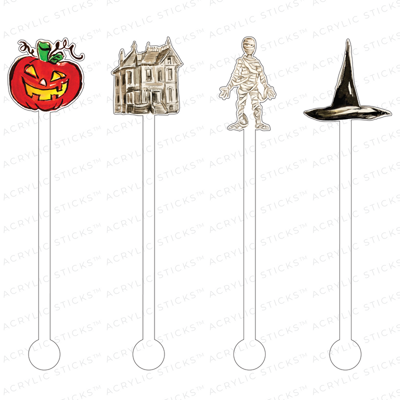 HAUNTED HALLOWEEN ACRYLIC STIR STICKS COMBO