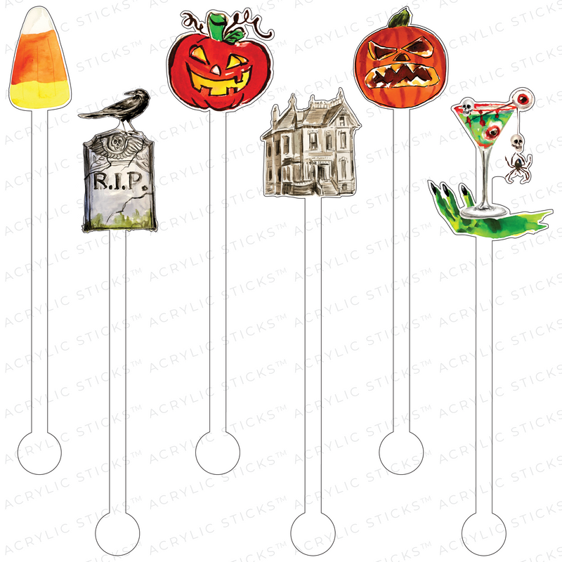 HIP HIP HALLOWEEN ACRYLIC STIR STICKS COMBO