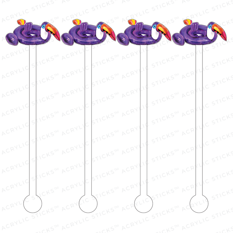 PURPLE TOUCAN FLOATY ACRYLIC STIR STICKS