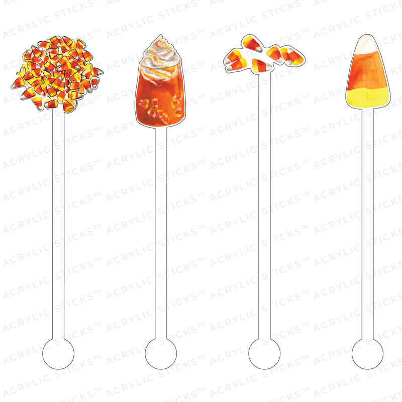 I LOVE CANDY CORN ACRYLIC STIR STICKS COMBO
