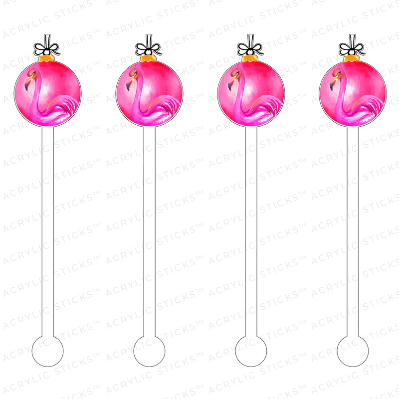 FANCY FLAMINGO ORNAMENT ACRYLIC STIR STICKS
