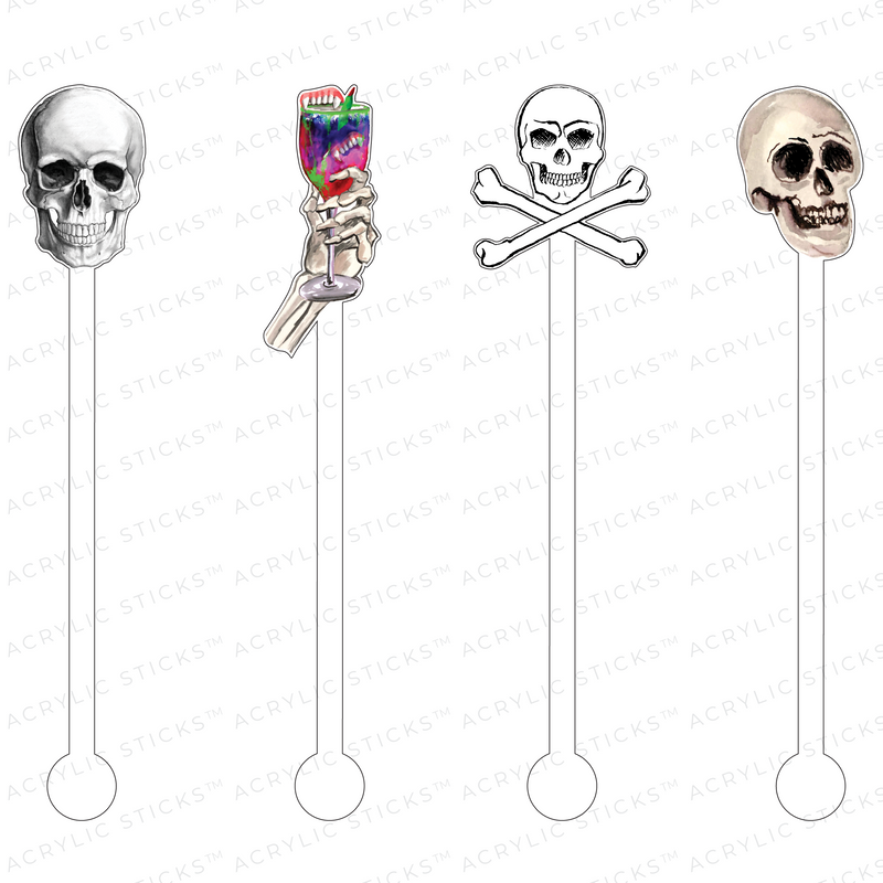 SCARY SKULLS ACRYLIC STIR STICKS COMBO