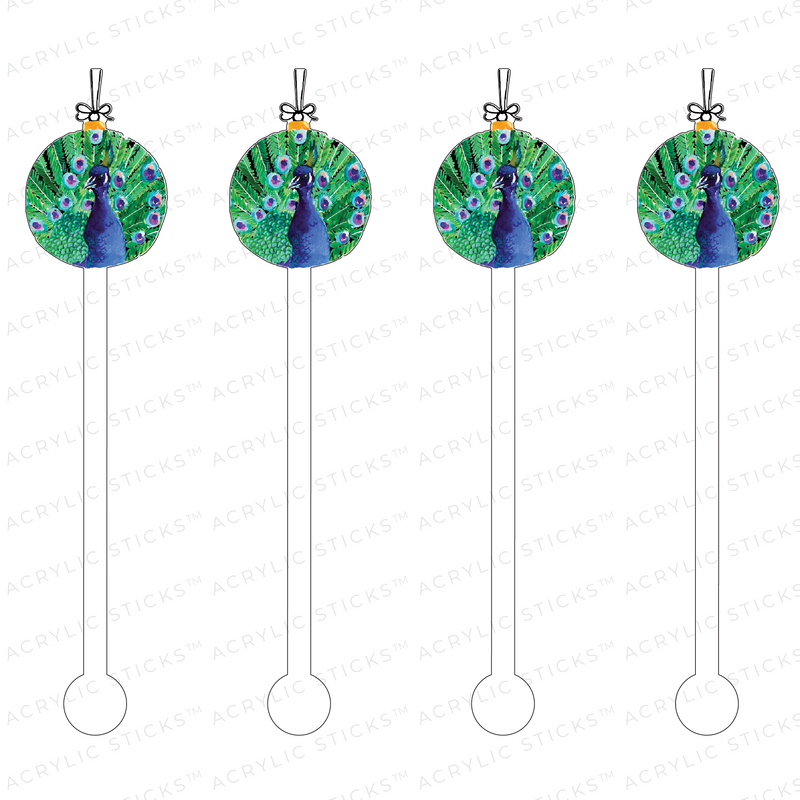 PEACOCK ORNAMENT ACRYLIC STIR STICKS