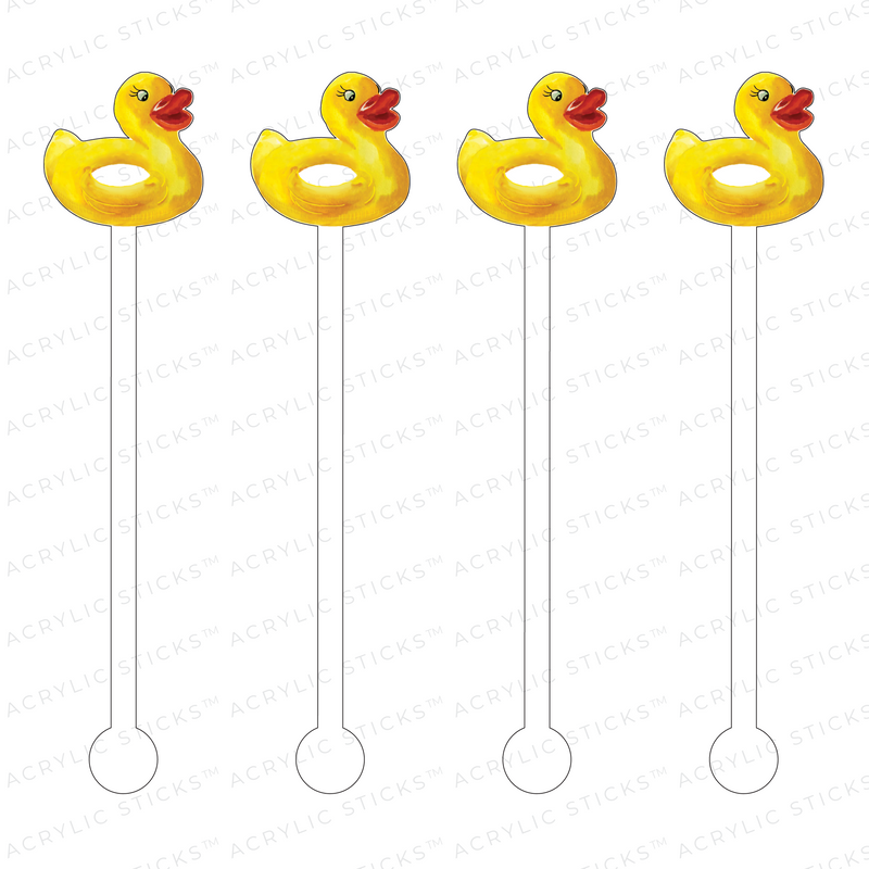 RUBBER DUCKY FLOATY ACRYLIC STIR STICKS