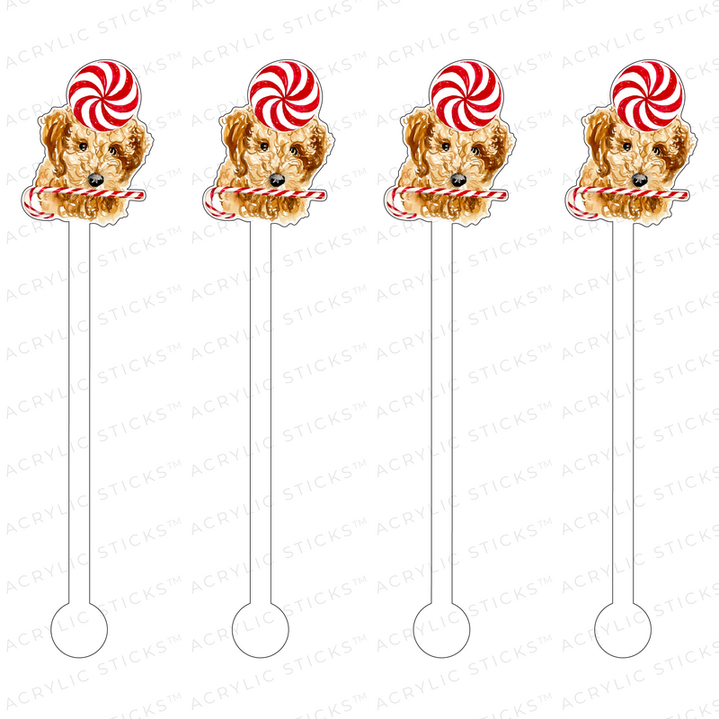CANDY CANE CURLY DOODLE ACRYLIC STIR STICKS