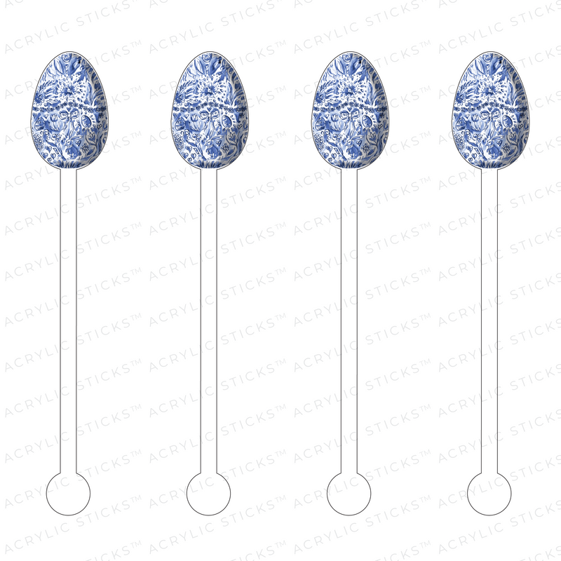 BUNNY TOILE EASTER EGG ACRYLIC STIR STICKS