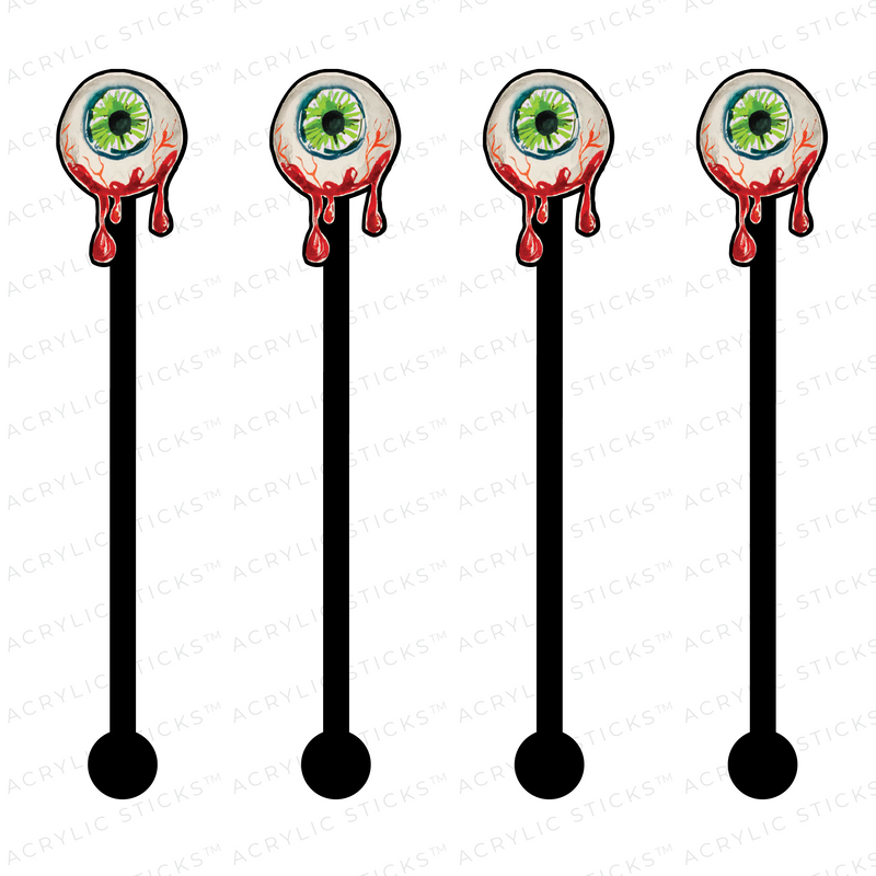 BLOODY EYEBALL ON BLACK ACRYLIC STIR STICKS
