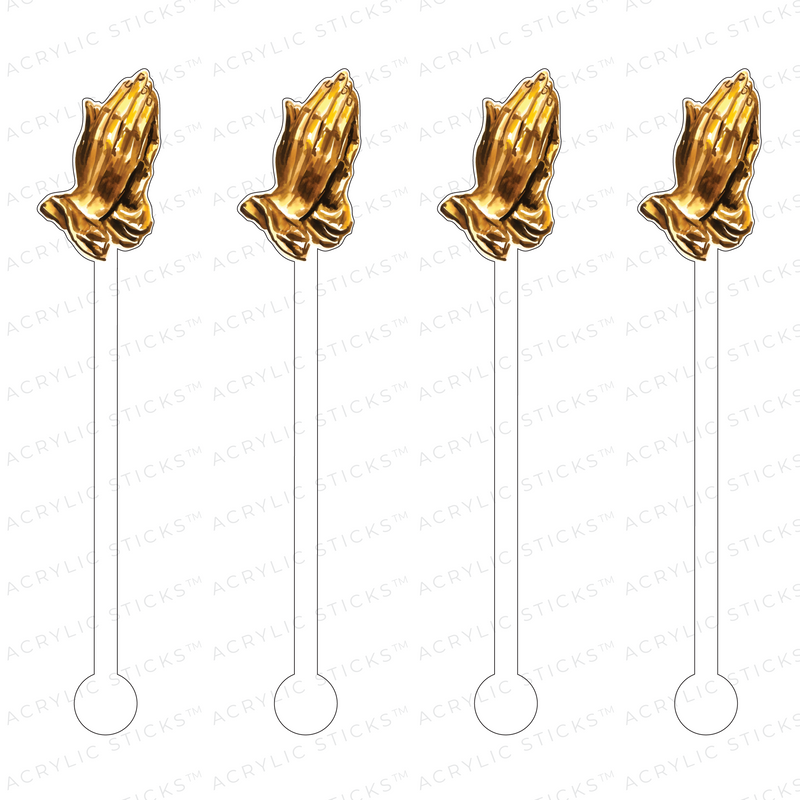 BRONZE PRAYING HANDS ACRYLIC STIR STICKS