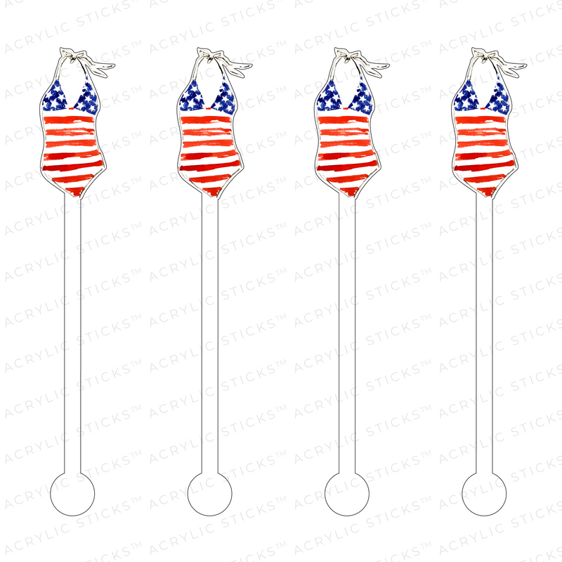 I LOVE AMERICA ONE-PIECE SWIMSUIT ACRYLIC STIR STICKS