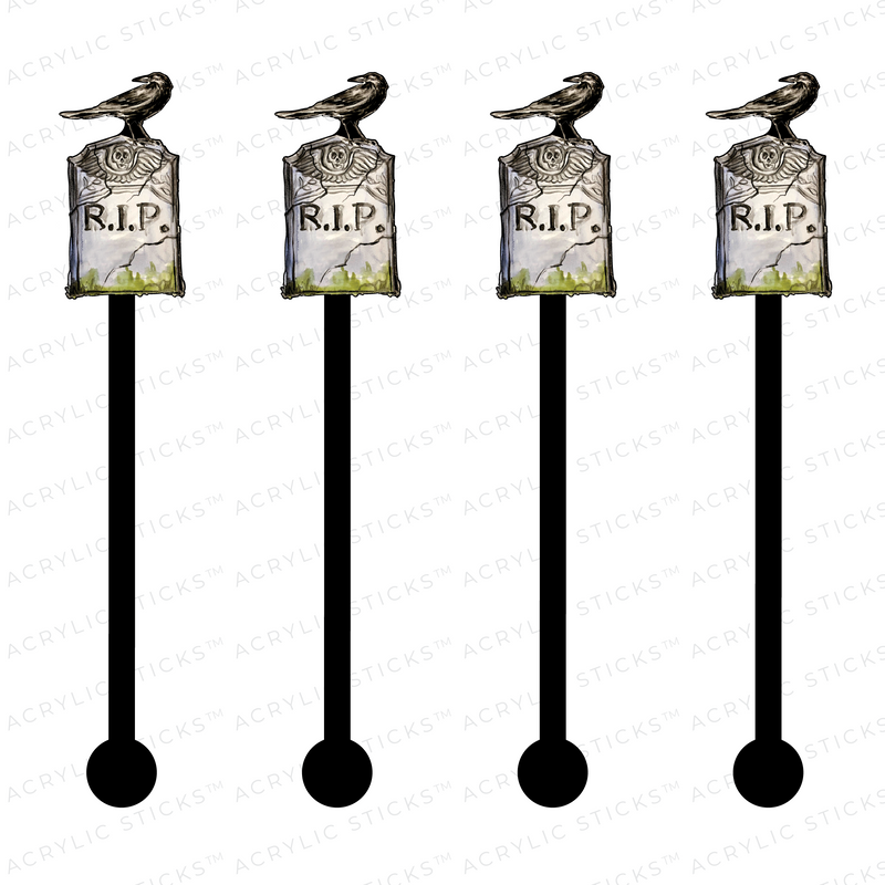 HEADSTONE ON BLACK ACRYLIC STIR STICKS