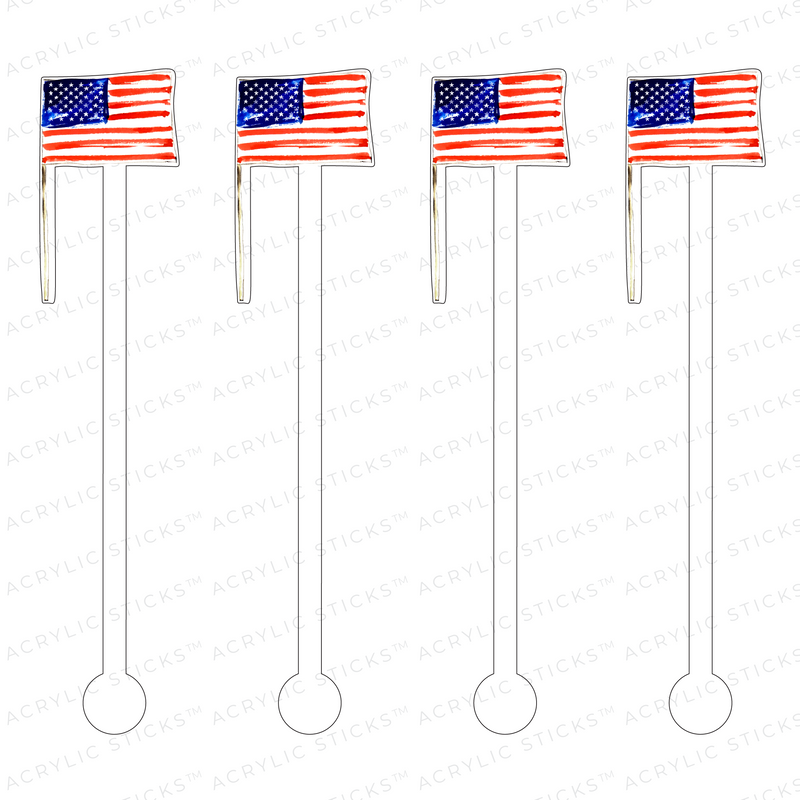 I LOVE THE AMERICAN FLAG ACRYLIC STIR STICKS