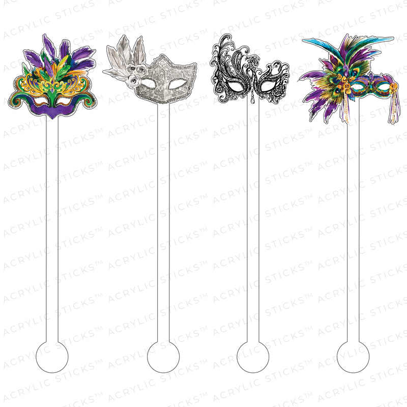 MARDI GRAS MASK ACRYLIC STIR STICKS COMBO