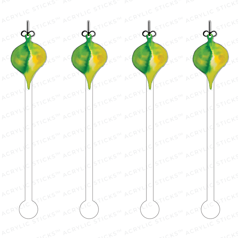 GREEN DUO ORNAMENT ACRYLIC STIR STICKS