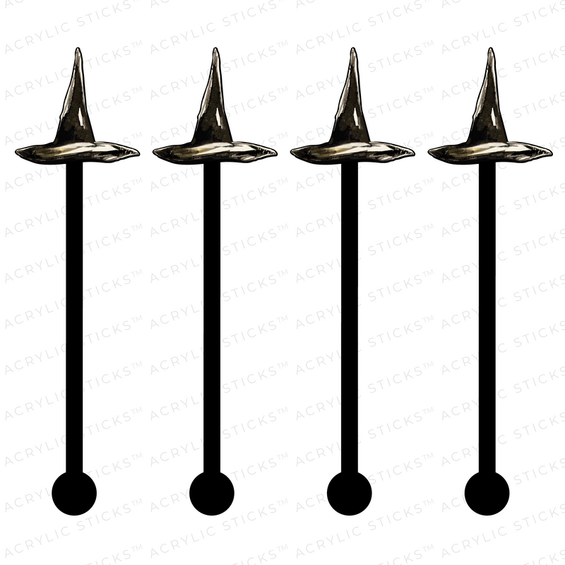 WITCH HAT ON BLACK ACRYLIC STIR STICKS