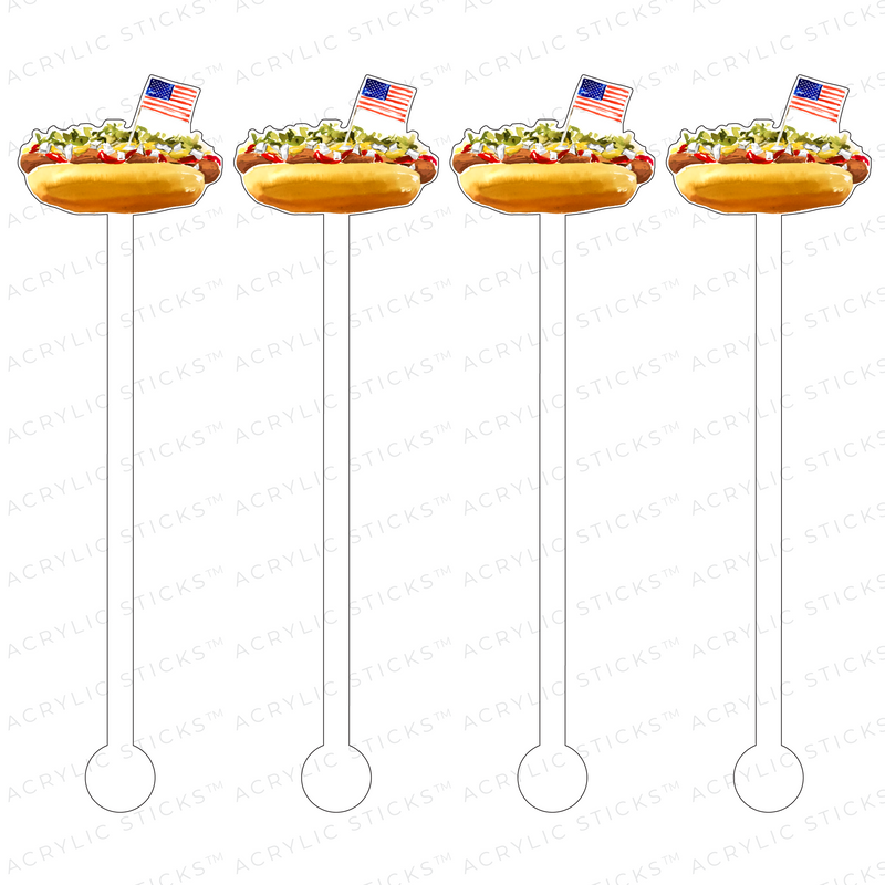 PATRIOTIC HOT DOG ACRYLIC STIR STICKS