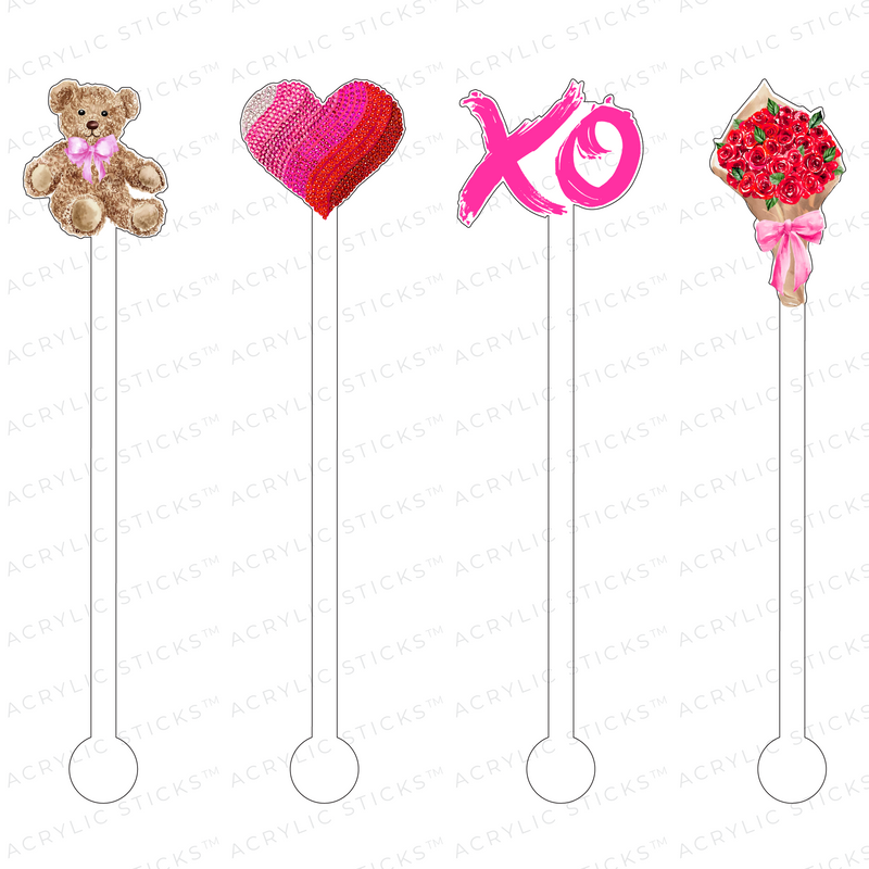 TOO CUTE VALENTINE'S ACRYLIC STIR STICKS COMBO