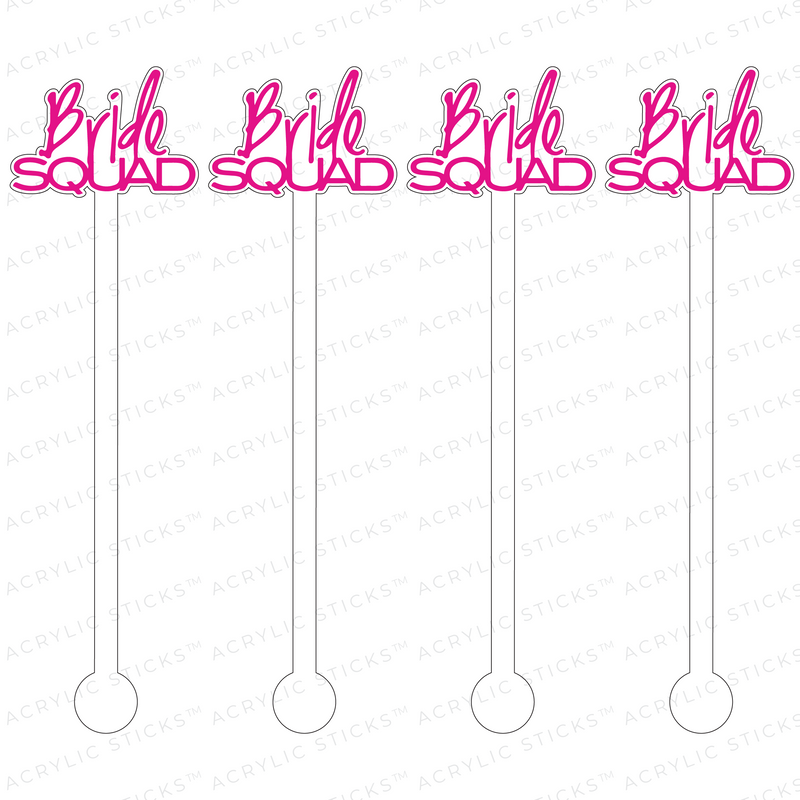 BRIDE SQUAD TEXT ACRYLIC STIR STICKS