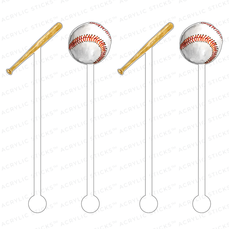 BASEBALL ACRYLIC STIR STICKS COMBO