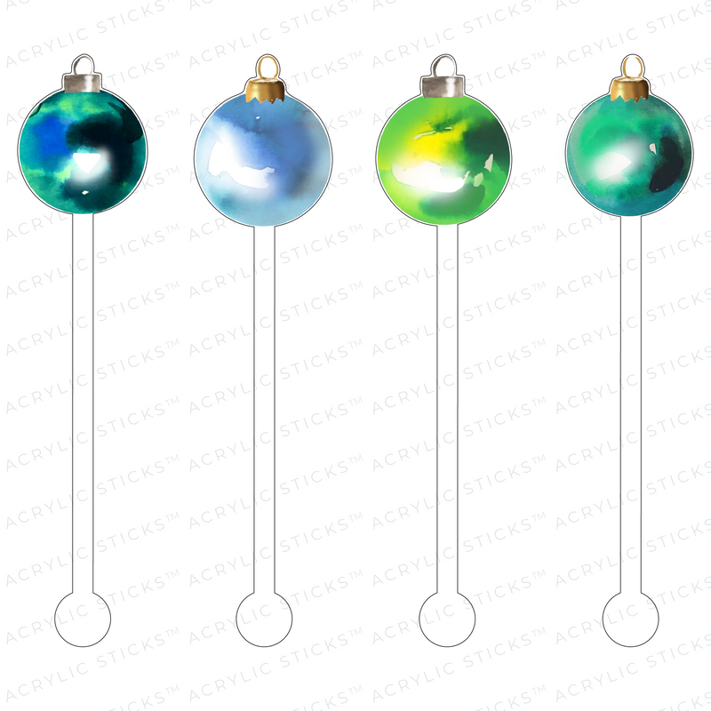 GORGEOUS GREEN ORNAMENT ACRYLIC STIR STICKS COMBO