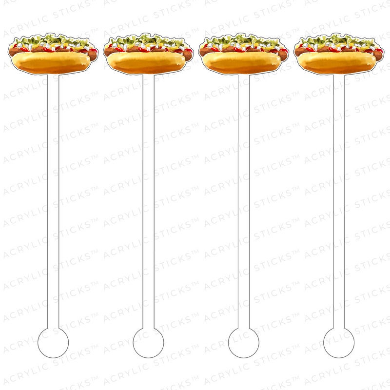 ALL THE FIXINS HOT DOG ACRYLIC STIR STICKS