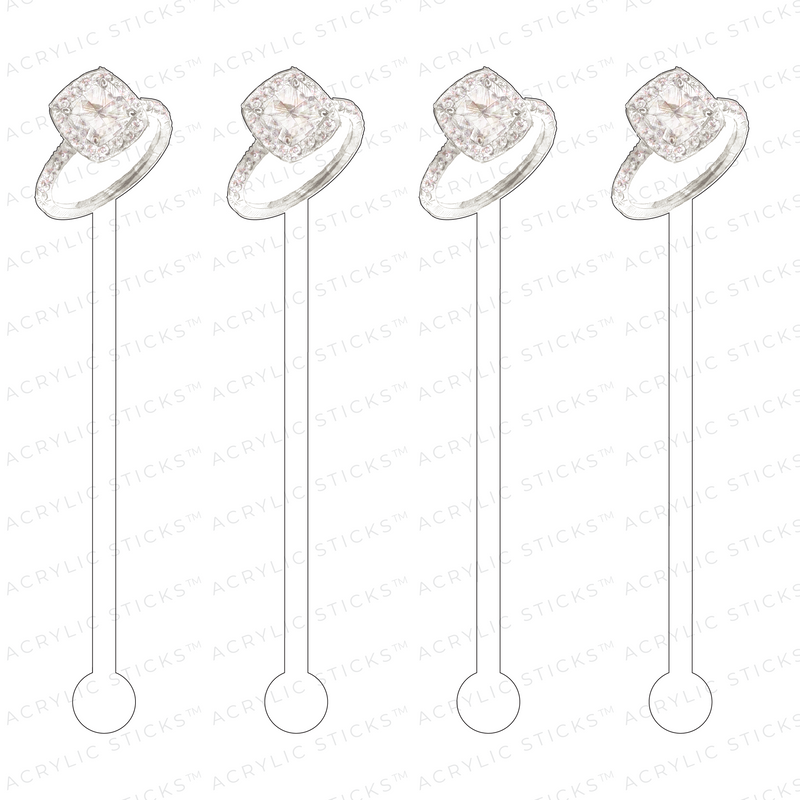 CUSHION HALO RING ACRYLIC STIR STICKS